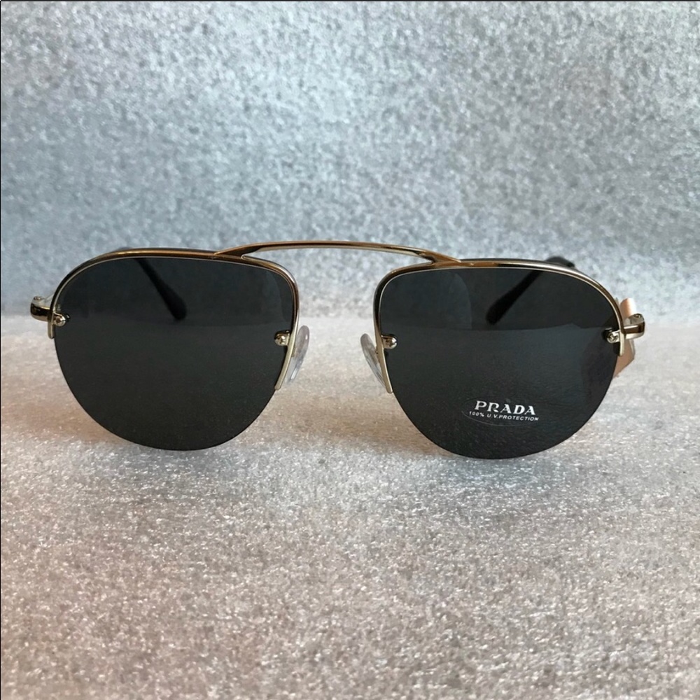 Prada Unisex Sunglasses Pale Gold/Grey Pilot